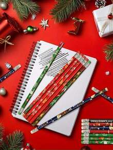 74 支装圣诞卡通铅笔套装（带橡皮），以雪人、圣诞老人、雪花、驯鹿图案为特色，奖品绘图铅笔，创意文具，学生素描，HB 铅笔，用于学习写字返校，创意学生用品，教师办公用品，理想的节日礼物和派对礼物（任何风格） - 彩色 - 查看 8