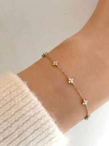 1 Piece Of S925 Sterling Silver Four-Leaf Clover Elegant And Simple Bracelet, Suitable For Women's Daily Wear And Party Occasions.
