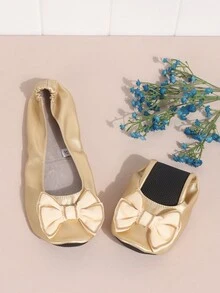 Giày bệt ba lê cổ điển nhẹ, mềm mại, thoải mái, đa năng dành cho nữ, dép bệt có thể gấp gọn dùng trong nhà - Vàng - Xem 4