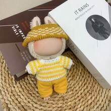 Ropa de muñeca de 6.69 pulgadas, compatible con Labubu, 1 set de decoración - Conjunto de sombrero de cubo, suéter y pantalones de moda, adecuado para muñecas de 6.69 pulgadas, accesorios lindos de BuLabu, para jugar y exhibir (muñecas no incluidas)