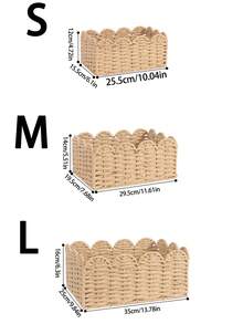 3 件 (S+M+L)/1 套卡其色编织波西米亚风格桌面收纳篮套装，适用于零食、化妆品、玩具和其他家居用品，适用于咖啡桌或钥匙篮、桌面装饰收纳篮、入口客厅收纳盒 - 卡其色 - 查看 2