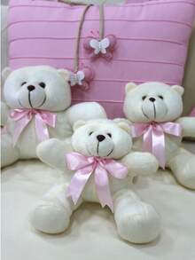 Trio Of Teddy Bears For Niche Snowflake Bow Boy Girl Bedroom Decoration - Rosa - Ver 3