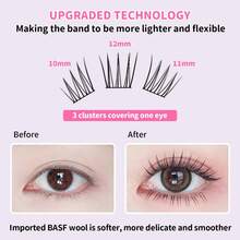 ELYZZA Idol Lash Extension Kit 10-12mm C+ Curl Eyelash Clusters With Thin Band Cluster Lashes Extensions With Bottom Lashes Lash Bond For DIY Individual Lashes At Home - Lash With BondRemover - 查看 3
