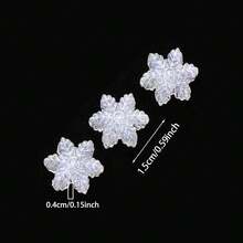 50/100pcs/Set Christmas Style Winter Transparent Ice Beads Cute Shiny AB Color Clear Snowflake Beads Loose Spacer Beads For DIY Jewelry Making - Multicolor - View 5