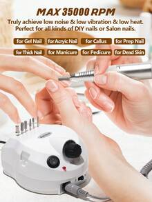 专业电动指甲钻机刀套装指甲胶抛光机沙龙设备强力抛光工具 35000RPM 电动指甲钻机修甲修脚专业美甲车床低噪音刀头指甲锉套装 - 彩色 - 查看 12