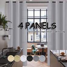 Soft And Comfortable Breathable Door Curtain/Privacy Insulated Light Filtering Ring Top Window Curtains For Bedroom, Closet, Living Room, Dining Room & Christmas Party Decor - 4pcs/Set