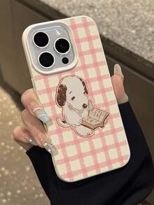 1pc Fashionable Cute Vintage Book Dog Pattern Litchi Texture Anti-Fall Anti-Slip Soft Phone Case, Suitable As Birthday, Holiday Gift For Friends, Family, Couples, Compatible With Apple, Phones
