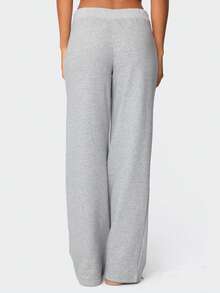 Women Y2K Number Printed Sweatpants Drawstring Elastic High Waist Straight Leg Baggy Pants Loose Workout Joggers Casul Trousers - 灰色 - 查看 5