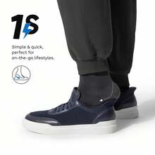 Men's Breathable Mesh Slip-On Sneakers Hands-Free Casual Walking Shoes Lightweight Comfortable Non-Slip - 藏蓝色 - 查看 3