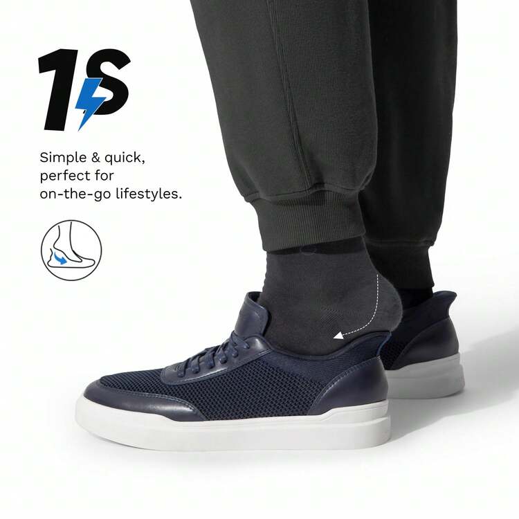 Men's Breathable Mesh Slip-On Sneakers Hands-Free Casual Walking Shoes Lightweight Comfortable Non-Slip - 藏蓝色 - 查看 3