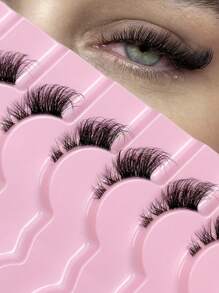 9 Paar halbe Wimpern mit transparentem Band, natürlich aussehende Katzenaugen-Wimpern mit verlängertem Schwanz, flauschig, verwischt, weich, falsche Nerz-Wimpern, natürliches Make-up, geeignet für tägliches Make-up, Beauty-Blogger Make-up