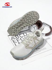 HOBIBEAR 男士撞色系带休闲运动鞋一双装，时尚透气加宽鞋型，适合健身房、户外活动、四季穿着，男女通用设计 - 灰色 - 查看 1