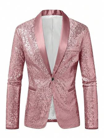 男士亮片西装外套，适合舞台表演、夜店和酒吧场合。