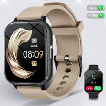 1 件男女通用舒适硅胶表带智能手表，升级版配备无线通话、计步器、卡路里计数器、运动追踪、多种运动模式、远程摄像头、音乐控制、闹钟、通知、180mAh 锂离子电池、1.83 英寸全屏触摸显示屏，兼容 Android 和 IOS，适合作为节日礼物