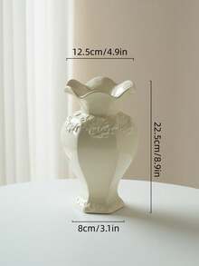 Cirelle 1个复古风格浮雕陶瓷花瓶，圆形玫瑰花图案，桌面花盆，客厅卧室办公室户外婚礼餐桌中心装饰花瓶，家居装饰，母亲节礼物 - 乳白色 - 查看 11
