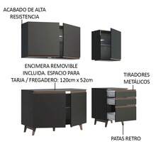 Cocina Integral Completa Modular Madesa Reims 180cm Color Negro - Negro - Ver 4
