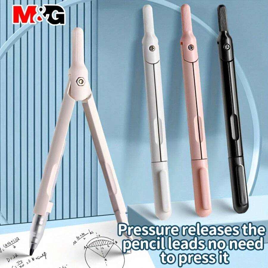 1pc 3-In-1 M&G Precision Circle Maker With Built-In Pencil, Student Drawing Set (Circle Maker + Eraser + Lead), Metal Drafting Tool, Suitable For Students And Professionals, Portable School & Office Stationery, Back To School - Sets - View 1