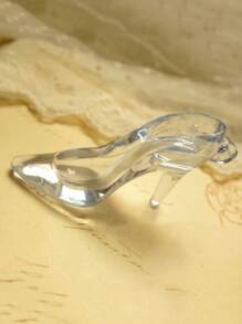 12pcs Mini Plastic Crystal Shoes, 3.5 Inch Transparent High Heel Shoes Decor, Funny High Heel Figurine Decorations, Suitable For Wedding, Birthday Party, Desktop Decor, Adult Gift