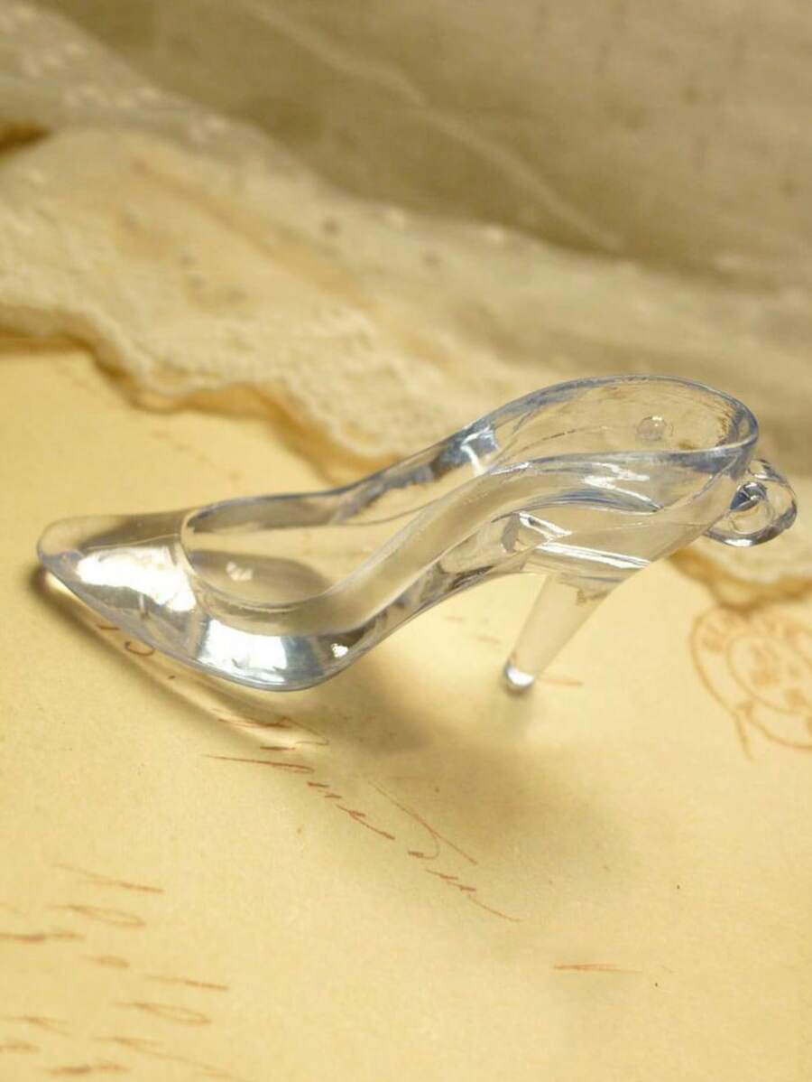 12 件迷你塑料水晶鞋，3.5 英寸透明高跟鞋装饰，趣味高跟鞋小雕像装饰，适用于婚礼、生日派对、桌面装饰、成人礼物