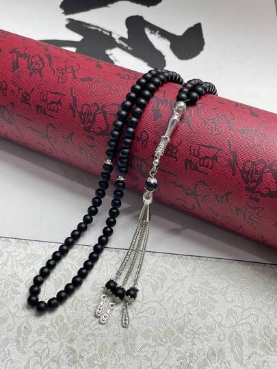 1 件经典简约 99 颗玻璃珠手链，适合穆斯林男士念珠日常礼拜