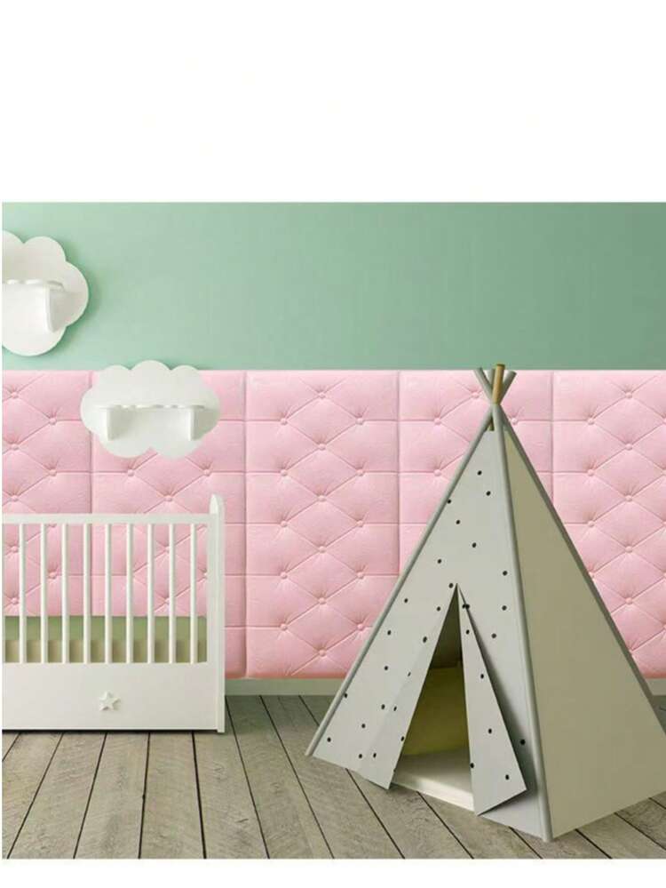 Self-Adhesive 3D Design, Elegant Rhombus Pattern Decorative Cushion Wall Sticker For Tatami Bed Headboard, Soft Padding, Black And White, Suitable For Bedroom And Living Room Decor, Foam Wall Panels For Room, Leather-Wrapped Decorative Collision-Proof Wall Padding, Wall Covering For Bedroom Headboard, Ensuring Safety - Multicolor - View 4