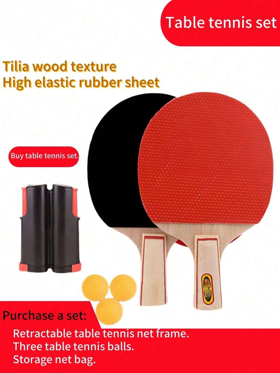 FBSPORT 便携式乒乓球套装，包含可伸缩球网、球拍、乒乓球和球拍包，适合室内/室外比赛。一体式便携式乒乓球套装：快速组装，包含球拍、乒乓球和可伸缩球网，适合室内/室外休闲娱乐，乒乓球颜色随机。