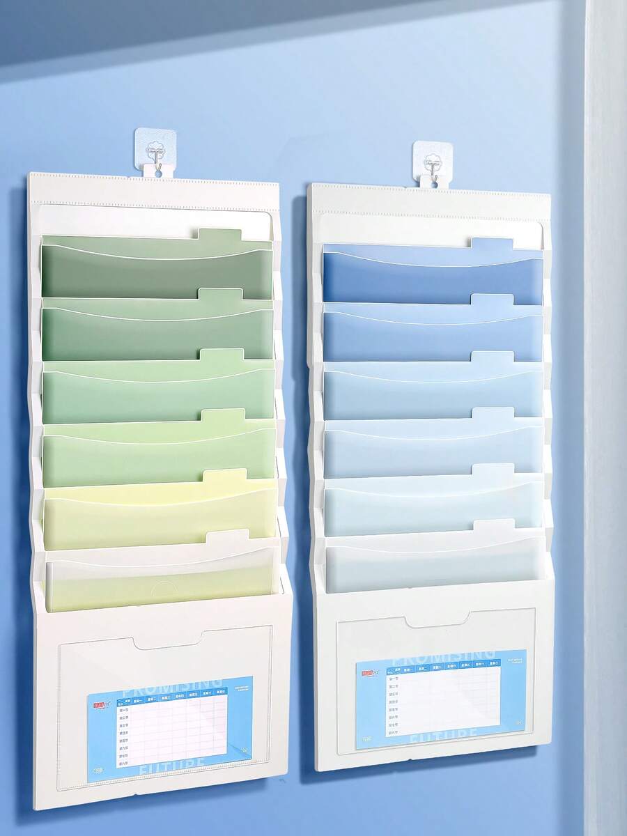 1pc Hanging File Folder, Foldable File Bag, Expandable Ombre File Pouch, Standalone Use, Suitable For School And Office