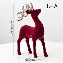 1/4 Stücke Weihnachts-Rentier-Ornamente, Weihnachtsbaum-Anhänger, weinrote Samt-Elch-Dekoration, Weihnachtsdekoration, Heimdekoration