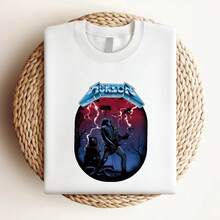 180g Pure Cotton Eddie Play Guitar Unisex Stranger For ST4 Fans MunSon T-Shirt Stylish Top For Everyday Wear For Women Print Round Neck Short Sleeve Designer Clothes Casual Streetwear Homme Graphic Comfortable Soft Fashion Versatile Slightly Breathable Stretched Summer - White - View 3