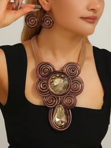 New Fashionable Aluminum Wire Turquoise Teardrop Elegant Vintage Boho Necklace - Multicolor - View 4