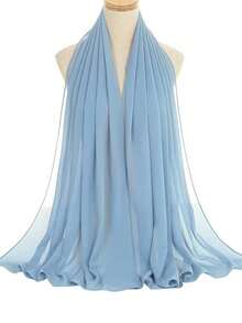1 chiếc khăn trùm đầu trang trí lễ cưới Hồi giáo, khăn trùm đầu bằng vải chiffon màu trơn đính ngọc trai dành cho nữ. - màu đặc - Xem 13