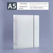 20/26 Holes A5, B5 PP Loose Leaf Notebook, 1pc Suitable For Students - Clear - View 5