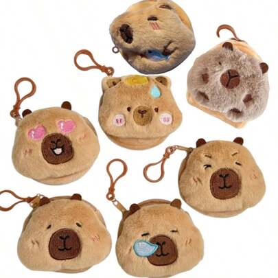 7 Pz Monedero Capibara Afelpado Diseño Kawaii Super Comodo Funcional Incluye Llavero Para Cualquier Ocacion Tierno Diseños Variados Kit Especial Regalo Para Dia De Madres Regalo Para El Dia Del Padre Regalo Para Navidad Regalo Para Halloween Regalo Para Primavera Regalo Para Otoño Regalo De Navidad Regalo De Cumpleaños W2150 LLAVEROS CAPIBARA 7PZS