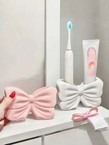 1个北欧风不对称蝴蝶结牙刷架，电动牙刷支架，化妆品收纳架，浴室台面装饰，家居桌面配件，房间装饰收纳架，节省空间的储物架，厨房/浴室/卧室配件，家居浴室装饰，夏季 - 彩色 - 查看 4