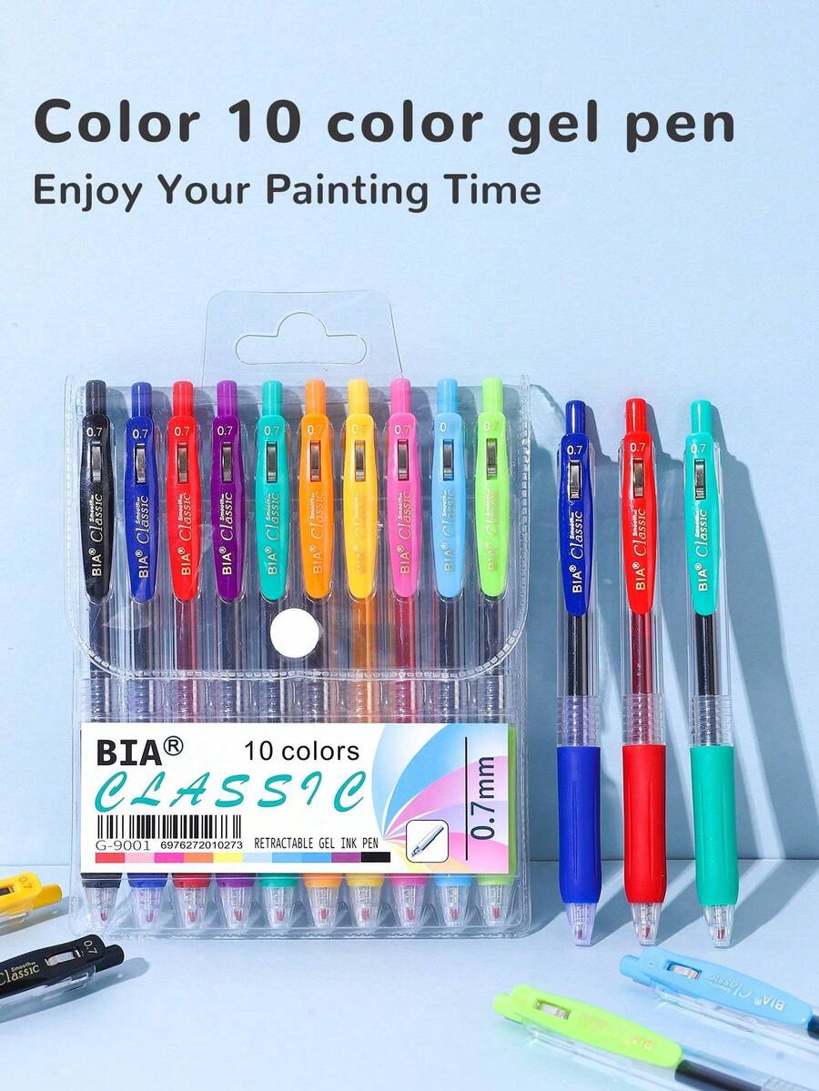 Bộ bút bi BIA Classic Neutral 10 chiếc/8 chiếc/6 chiếc, thích hợp để vẽ và đánh dấu, màu sắc tươi sáng, viết trơn tru, đầu bút 0.7mm, bộ bút bi trung tính thiết yếu cho mùa tựu trường. - Nhiều màu - Xem 1