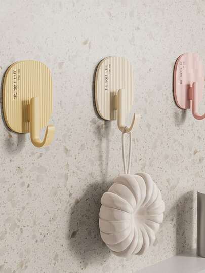 4 pezzi/confezione Gancio piccolo di colore crema, gancio adesivo forte per appendere chiavi a parete, senza foratura, senza lasciare tracce, gancio appendiabiti. Organizzazione e conservazione in bagno, conveniente e pratico, robusto e durevole.