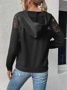 Women's Lace Patchwork Sweatshirt, Casual Pullover Top, Plus Size