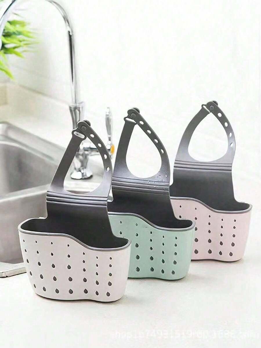 1 件塑料水槽沥水篮、厨房储物挂篮、收纳架 - 米色 - 查看 1