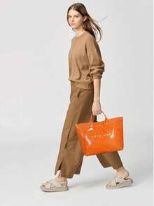 Stylish PVC Tote Purse For Women - Classy Handbag, Elevate Your Outfit With This Fashion Bag - 橘色 - 查看 2