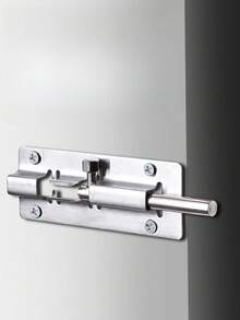 1pc Stainless Steel Latch, Thickened Surface Mount Latch Bolt Bathroom Wooden Door Window Anti-Theft Latch Lock, Vintage Style Square Latch - Silver - View 5