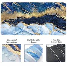 Large Keyboard Mouse Pad Set, Extended Mouse Pad+Keyboard Wrist Rest Support, Memory Foam Ergonomic Easy Typing, 4Pcs (35.4*15.9 In) Desk Pad Set For Home Office Study Game - Colorful-671326 - BlueGoldMarble - View 3