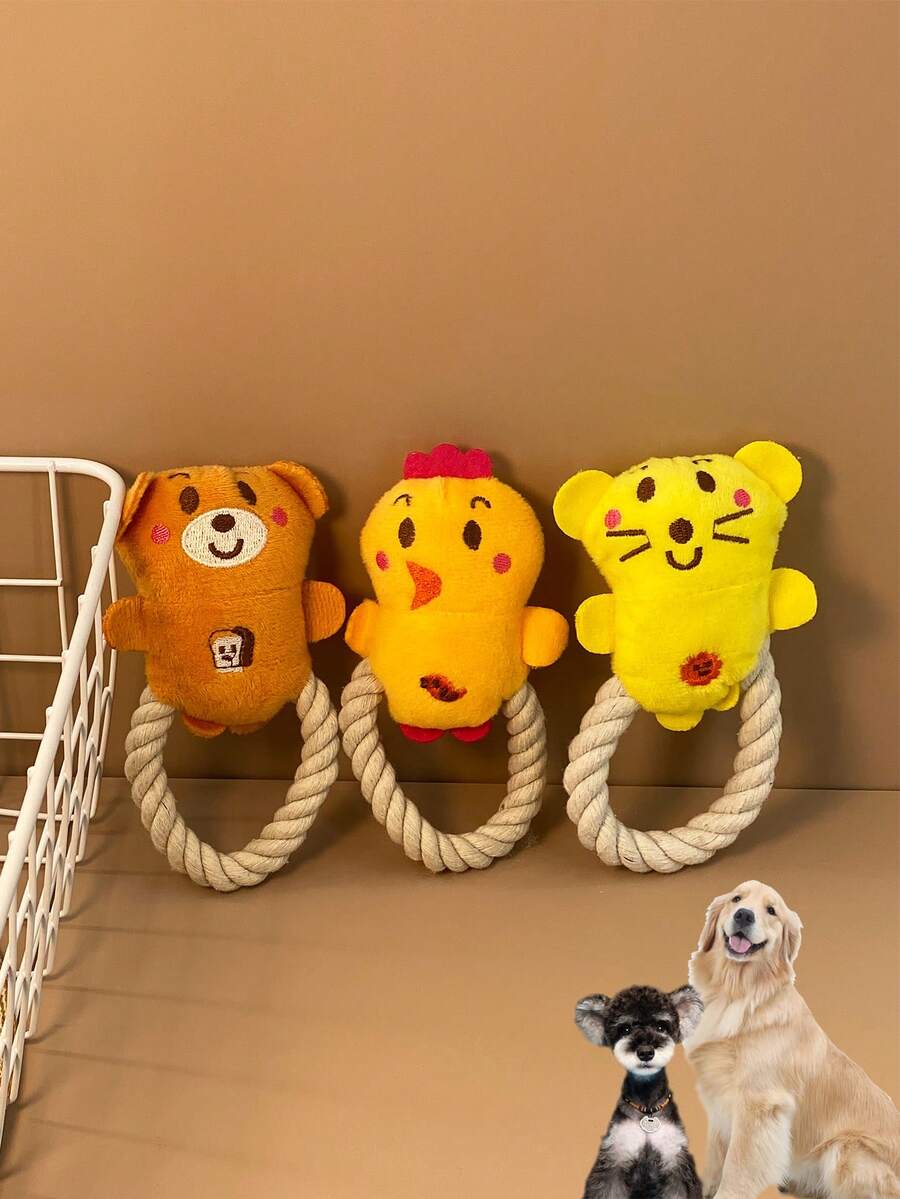 1 szt. pluszowa lalka dla zwierząt domowych z bawełnianej liny, zabawka do gryzienia dla psa, do pielęgnacji zębów, na nudę, interaktywny towarzysz, pluszowa lalka wyłącznie do użytku zwierząt domowych - Wielokolorowe - Zobacz 1
