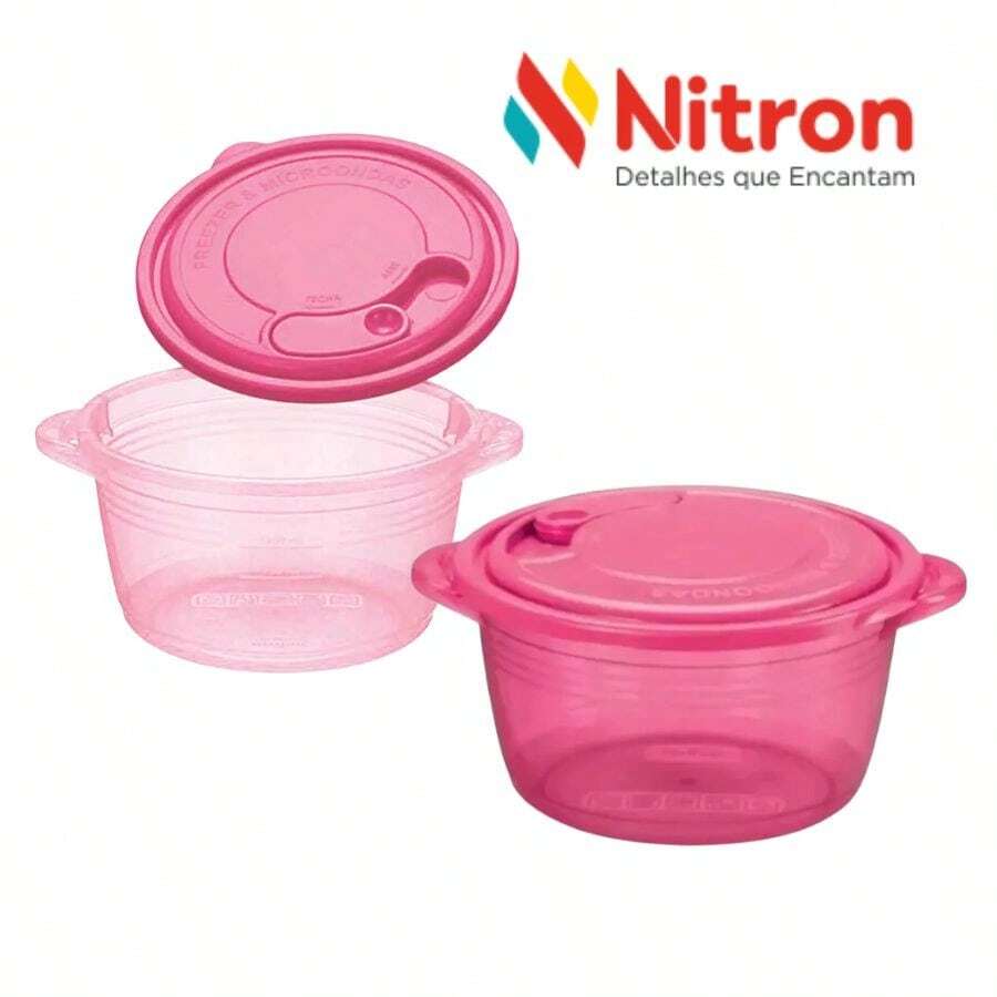 Kit 2 Units Casserole For Microwave Freezer Gourmet 1.5 L / 850ml Pink Nitron - 玫紅色 - 查看 1