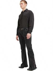 Men's Relaxed Stretch Vintage 60s 70s Bell Bottom Fit Comfort Flared Retro Leg Denim Jeanshalloween - Blackn - 查看 9