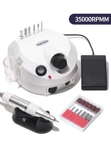 专业电动指甲钻机刀套装指甲胶抛光机沙龙设备强力抛光工具 35000RPM 电动指甲钻机修甲修脚专业美甲车床低噪音刀头指甲锉套装 - 彩色 - 查看 2
