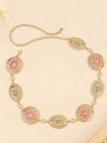 1pc Antique Silvery Concho Belt Western Style Turquoise - A - View 7