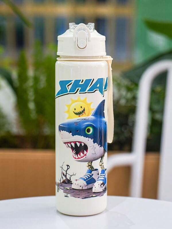 1pc 750ml/26oz Cartoon Shan Hai Jing Themed Plastic Tumbler Cup, Durable, Leak-Proof When Inverted, Suitable For Hiking, Outdoor Sports, Running, Daily Travel, Great Gift Choice