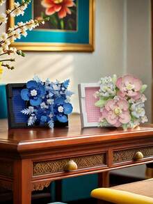 Creative Flower Bouquet Building Blocks, Adult DIY Assembly Block Set, Home And Office Desk Decor Display Model, Handmade Style Decoration, Leisure Hobby Gift, High Density Blocks, Holiday Gift, Father's Day Gift, Mother's Day Gift, Wedding Gift, Wedding Decor, Graduation Gift