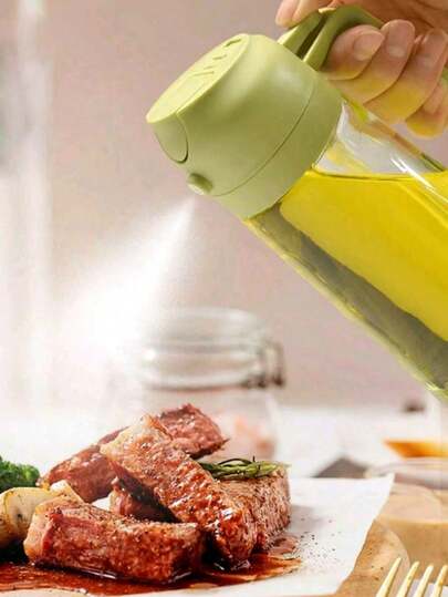 1PC 16.5oz Oil Dispenser Bottle For Kitchen - 2 In 1 Olive Oil Dispenser And Oil Sprayer - 470ml Olive Oil Bottle - Oil Sprayer For Cooking, Restaurant Kitchen, Salad, Barbecue