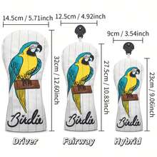 Parrot Pattern Golf Club Head Covers Golf Club Protective Sleeve Drive PU Material Better Protection Of Golf Clubs Utility Simple Style - White - View 11